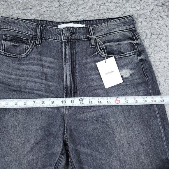 Hidden Zoey Mom Tapered Jeans Ripped High Rise Gray Busted Knee Size 30 - Picture 8 of 10